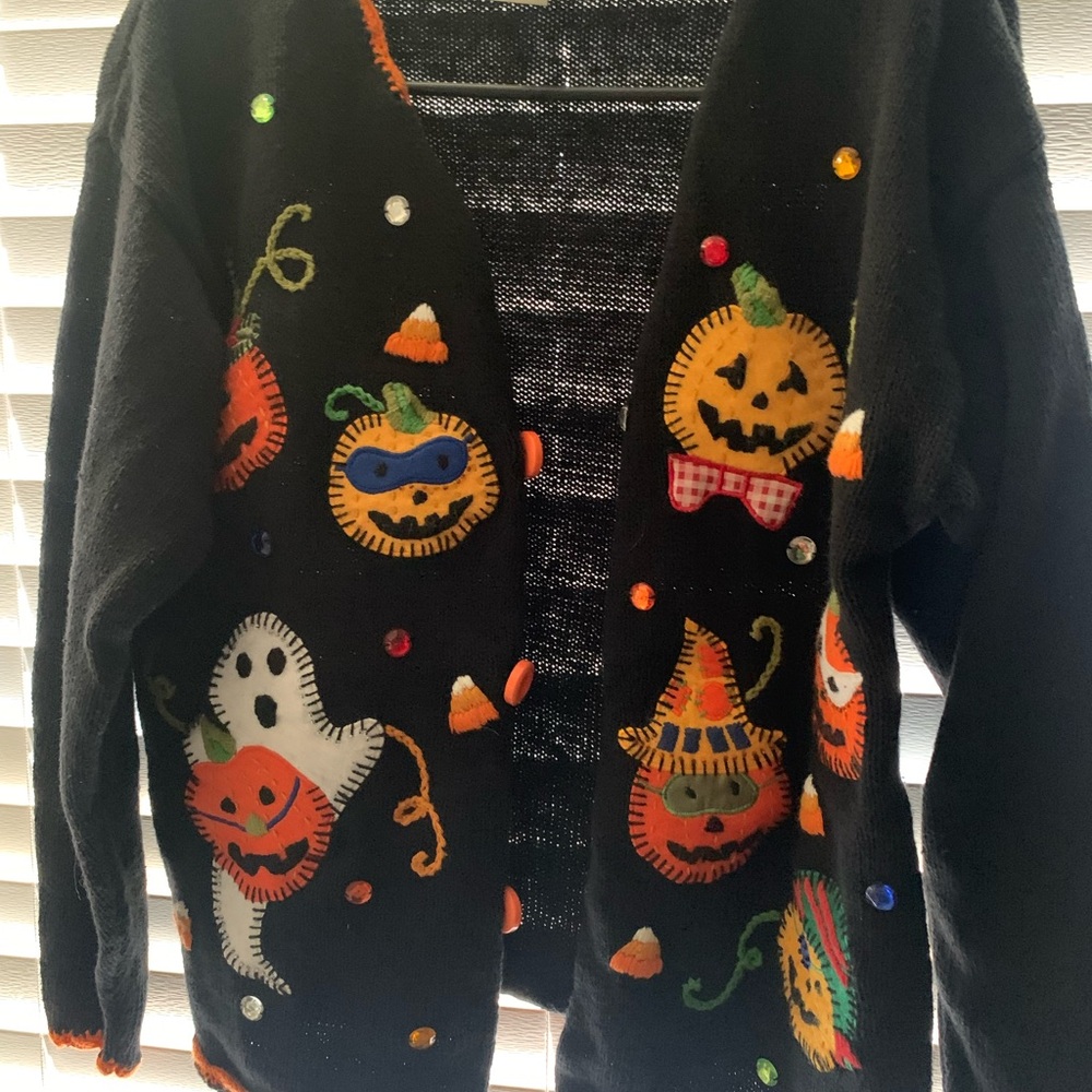 Halloween Pumpkin and Ghost Cardigan